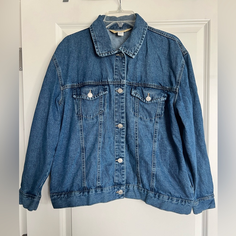 Vintage Roebuck & Co Jean Jacket with Lace Stitch Back Women's Size Large